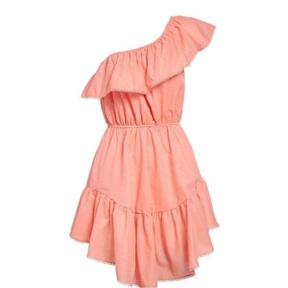 Free People Lovers Lane Ruffle Mini Dress Guava Pink Coral Tiered Size Small S - Picture 1 of 9